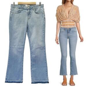 Free People Liv Crop Flare Leg Mid Rise Jeans Medium Wash Released Hem Size 30